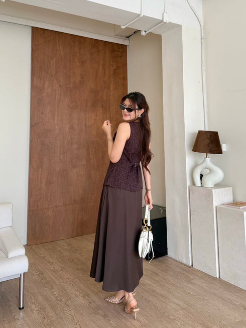 Two Piece Sleeveless Waist Coat Style With A Line Skirt
